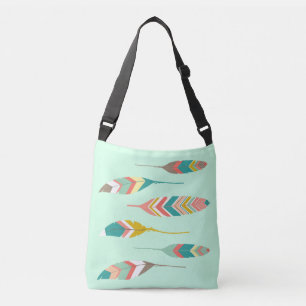 Moderne Tribal Feathers Tote Tag Tragetaschen Mit Langen Trägern