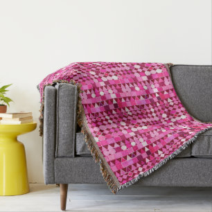 Moderne Tribal Geometric, Burgund und Rosa Decke