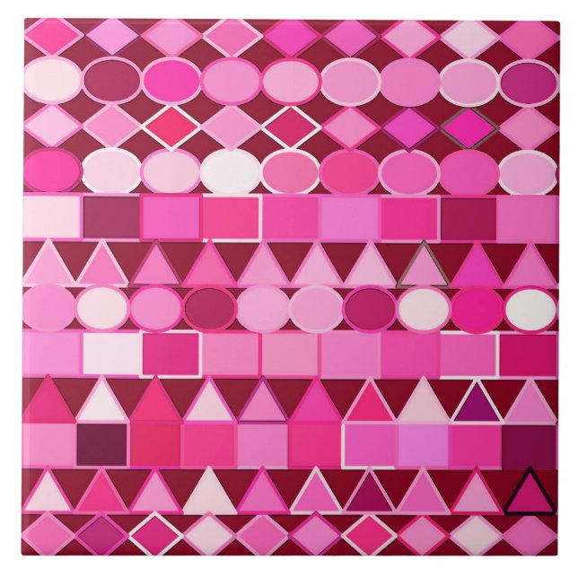 Moderne Tribal Geometric, Burgund und Rosa Fliese (Vorderseite)
