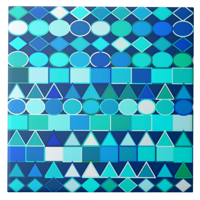 Moderne Tribal Geometric, Denim Blues über die Mar Fliese (Vorderseite)