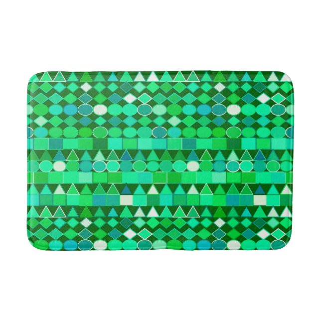 Moderne Tribal Geometric, Emerald Green und Aqua Badematte (Vorderseite)
