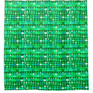 Moderne Tribal Geometric, Emerald Green und Aqua Duschvorhang