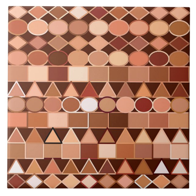 Moderne Tribal Geometrie, Schokoladenbraun und Tan Fliese (Vorderseite)
