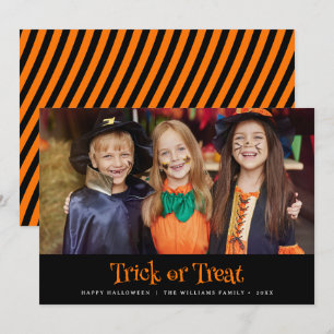 Moderne Trick-or-Treat-Happy-Halloween-Foto Karte