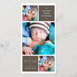 Moderne Trio Foto Baby Boy Geburtserklärung Ankündigung
