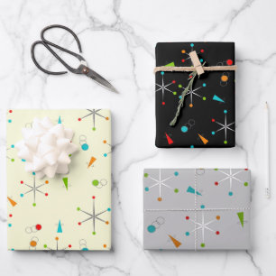 Moderne Trio-ll-Papierblätter aus dem Mittelalter Geschenkpapier Set