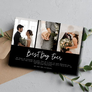 Moderne trois photo noir blanc Mariage Merci