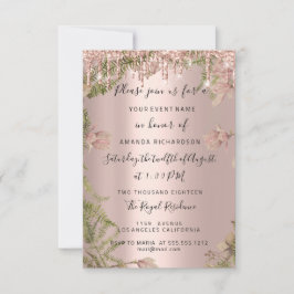 Moderne Tropfen Rose Gold Bridal Wedding Floral Einladung