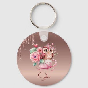 Moderne tropfende Roségold-Monogramm personalisier Schlüsselanhänger