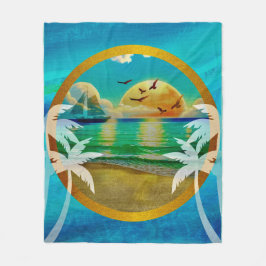 Moderne Tropical Beach Palm Bäume Sonnenuntergang Fleecedecke