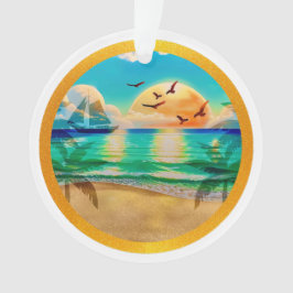 Moderne Tropical Beach Palm Bäume Sonnenuntergang Ornament