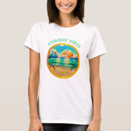 Moderne Tropical Beach Palm Bäume Sonnenuntergang T-Shirt