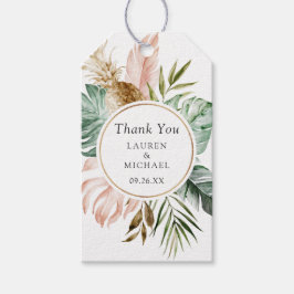 Moderne Tropical Gold Palm Grüne Blush Hochzeit Geschenkanhänger