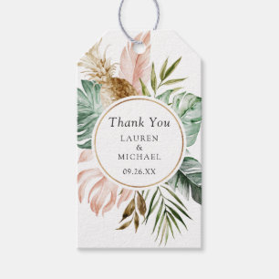 Moderne Tropical Gold Palm Grüne Blush Hochzeit Geschenkanhänger
