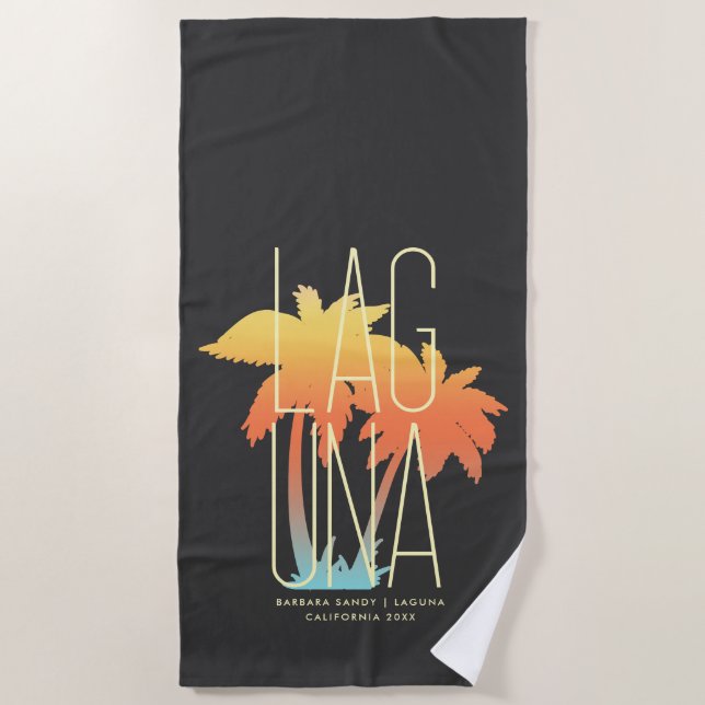 Moderne Tropical Palm Tree Sommerurlaub am Strand Strandtuch (Vorderseite)