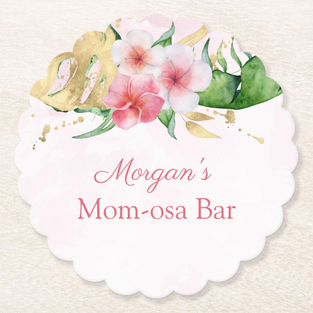 Moderne Tropical Summer Floral Baby Dusche Untersetzer (Vorderseite)