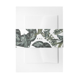 Moderne Tropics Foliage Monogram Hochzeit Einladungsbanderole