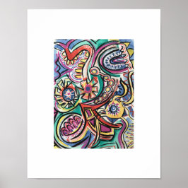 Moderne Tropisch-handbemalte Abstrakte Kunst Poster