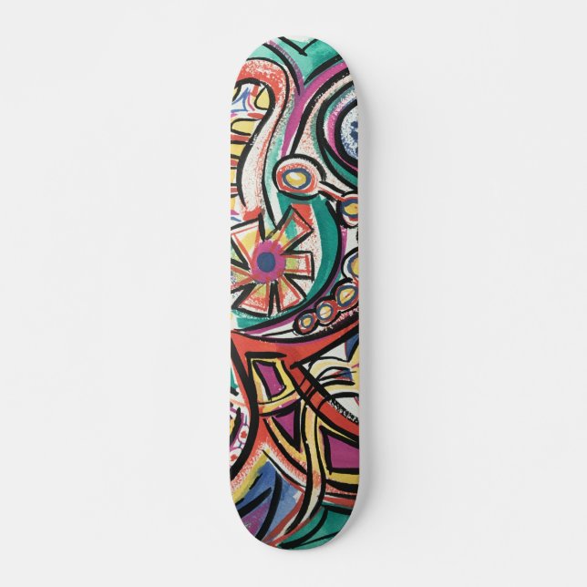 Moderne Tropisch-handbemalte Abstrakte Kunst Skateboard (Vorne)