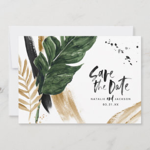 Moderne tropische abstrakte gemalte Hochzeit Save The Date