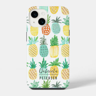 Moderne tropische Ananas Frucht gelb grün iPhone Hülle