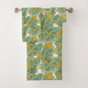 Moderne tropische Bananengrünpflanzen Badhandtuch Set