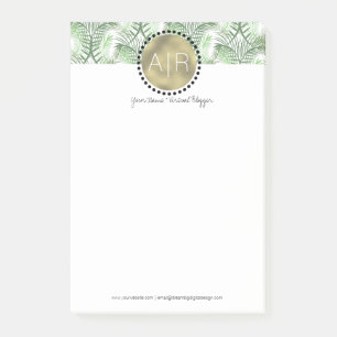 Moderne tropische Blatt-Simulationsfolie-Monogramm Post-it Klebezettel