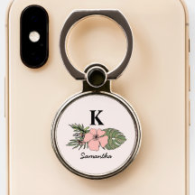 Moderne tropische Blätter floral Mit Monogramm