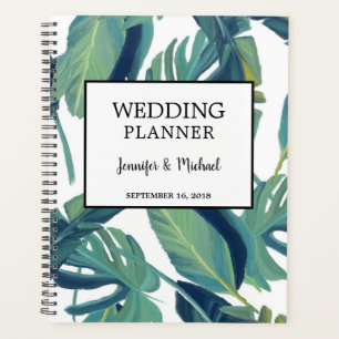 Moderne tropische Blätter Hochzeitsplaner Planer