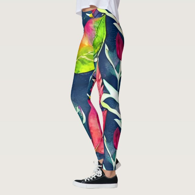 Moderne tropische Blätter Leggings (Links)