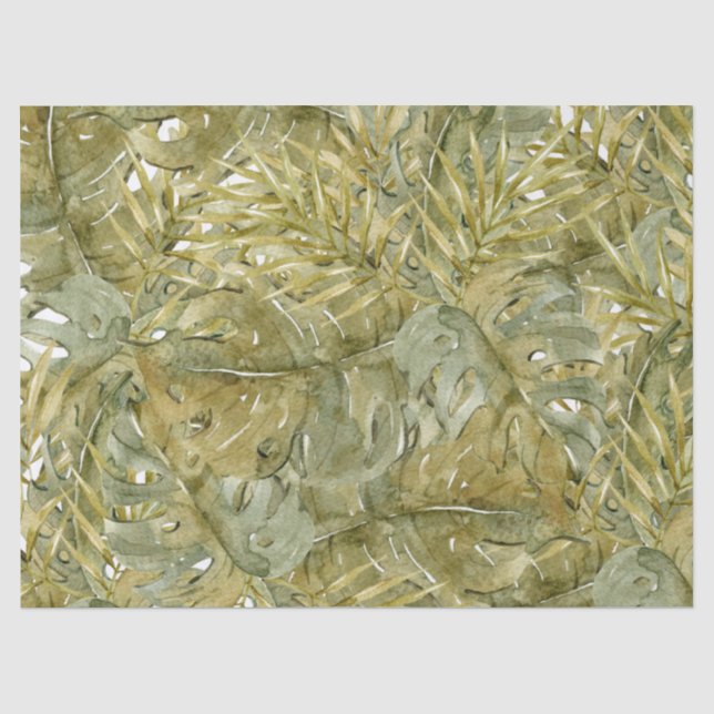 Moderne tropische Blätter von Boho Seidenpapier (Vorderseite)