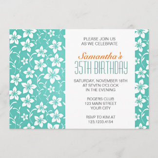 Moderne tropische Blumen-aquamarines Einladung