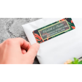 Moderne tropische Blumen-Gold-Rahmen Hawaiian Wedd