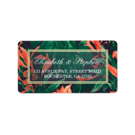Moderne tropische Blumen-Gold-Rahmen Hawaiian Wedd Adressaufkleber