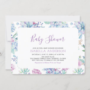 Moderne tropische Blumen Sommer Mädchen Baby Showe Einladung