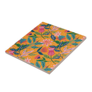 Moderne tropische Blumengestaltung Fliese
