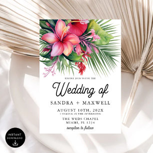 Moderne tropische Botanische Hochzeit Einladung
