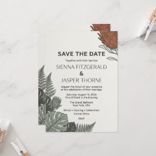 Moderne tropische botanische Save-the-Date-Karte Einladung
