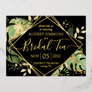 Moderne tropische Bridal Tea Shower Karte in Schwa