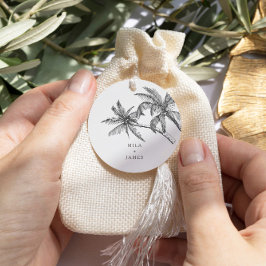 Moderne tropische Elegante Minimalistische Hochzei Geschenkanhänger
