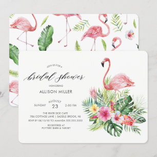 Moderne tropische Flamingo Bridal Dusche Einladung