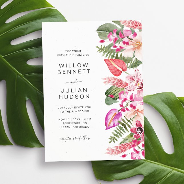 Moderne tropische Hochzeit Einladung (Modern Colorful Tropical Floral Wedding Invitation by Painted Paperie
)