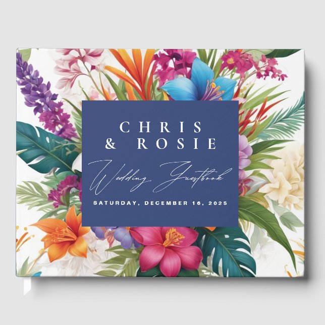 Moderne tropische Hochzeit im Herbst Gästebuch (Vorderseite)