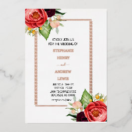 Moderne tropische Hochzeit mit Flora Folieneinladung