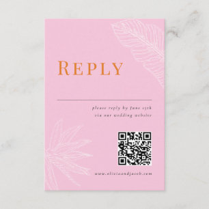 Moderne Tropische Hochzeitskarte mit QR-Code RSVP Karte