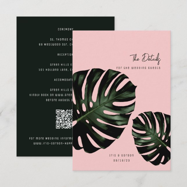 Moderne tropische Hochzeitskarten Einladung (Vorne/Hinten)