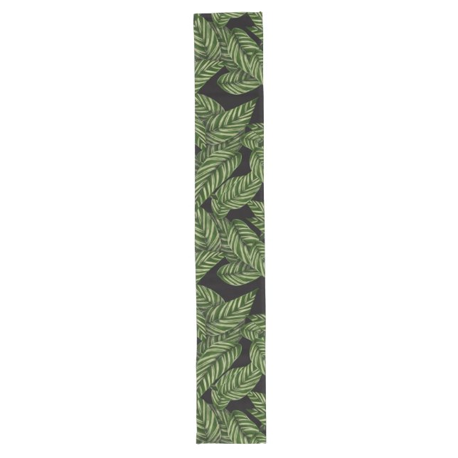 Moderne tropische Leaf Palm Pflanze drucken Großer Tischläufer (Vorderseite)