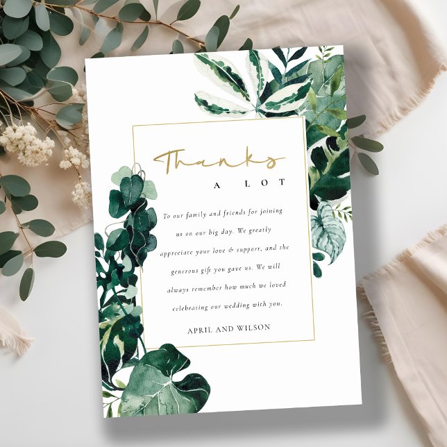 MODERNE TROPISCHE MONSTERA GREEN FOLIAGE WEDD DANKESKARTE (Von Creator hochgeladen)