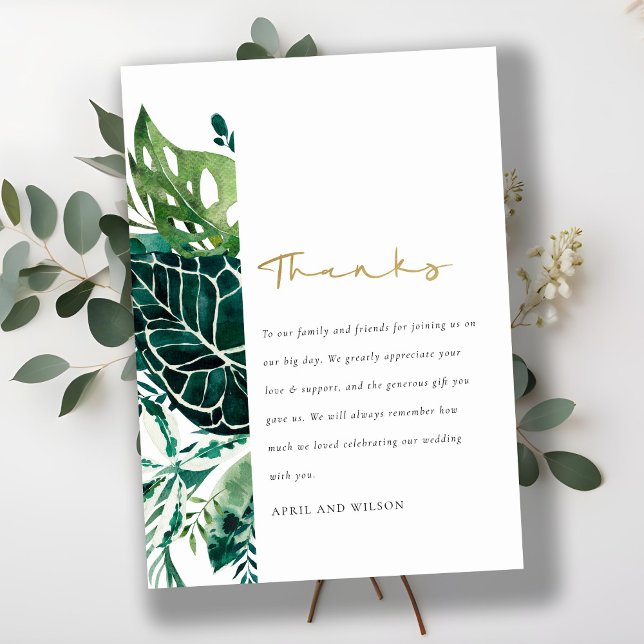 MODERNE TROPISCHE MONSTERA GREEN FOLIAGE WEDD TH DANKESKARTE (Von Creator hochgeladen)