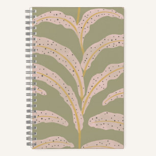 Moderne tropische Palmblattmuster-Salbei-Rosé Notizbuch